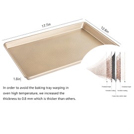 Kitcom Nonstick Large Baking Cookie Sheet, Heavy Duty Carbon Steel Baking Pan for Oven, 17.7 Inch x 12.8 Inch, Champagne Gold