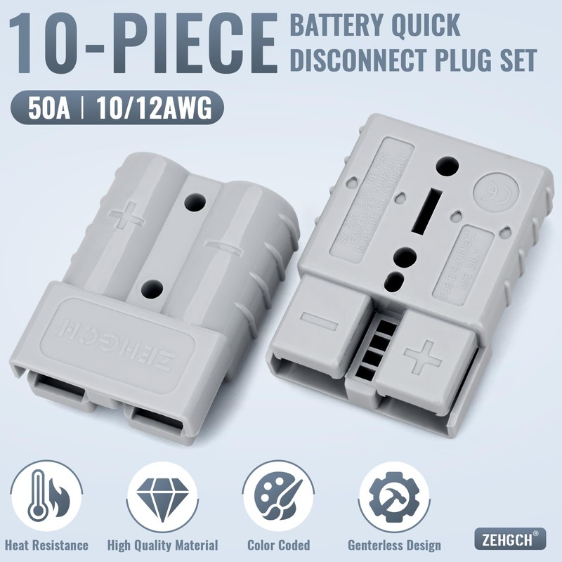 ZEHGCH 50Amp 6-10 Gauge Battery Cable Quick Connect/Disconnect Connector Plug