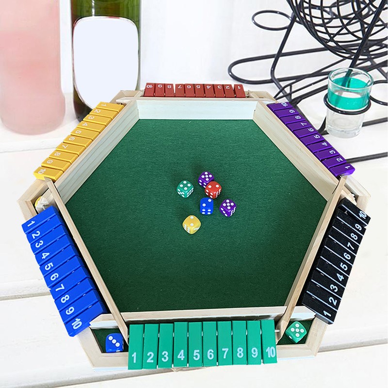 Shut The Box Dice Game 6 Player 6 Color Sided