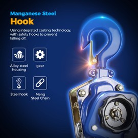 ANBULL Lever Chain Hoist 3300LBS 20FT, 1-1/2 Ton 6M Manual Ratchet Chain Puller Hoist w/G80 Galvanized Chain & Portable Hooks, lever block hand come along