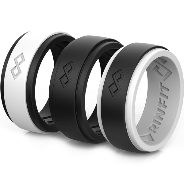 Rinfit Silicone Rings for Men - Mens Silicone Wedding Bands - Infinity Ring with 2 Layers - Rubber Wedding Rings for Men - RinfitAir Collection - Set #1, Size 8