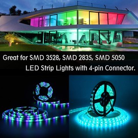 SUPERNIGHT RGB Light Strip Remote Controller, RF Remote of 2-in-1 4 Pin Dimming, Brightness Flash Mode Dimmer for SMD 5050 2835 3528 LED Strip Lights (RF- 2 Ports)