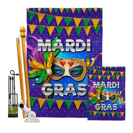 Angeleno Heritage Fat Tuesday Garden House Flag Kit Springtime Mardi Gras Carnival Festival Masquerade Celebration Season Holiday French Decoration Banner Small Yard Gift Double-Sided, Made in USA