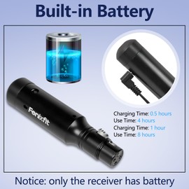 FENIXFIT Wireless DMX512 Transmitter Receiver Rechargeable DMX Wireless 1 Transmitter & 5 Receivers Built-in Battery Long Transmission Range Wireless DMX Light Controller for LED Stage Disco Lighting