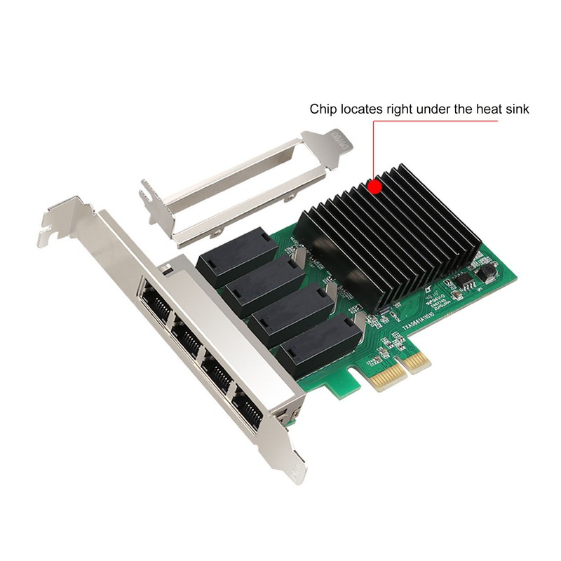 PCIe Network Card 4 Port 1000Mbps Transmission PCI Express 1.1