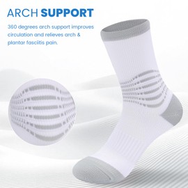 IRAMY Crew Compression Socks for Women Men with Ankle Arch Support Plantar Fasciitis Relief 3 Pairs