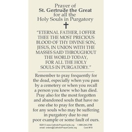 St. Gertrude Prayer Card (10-pack) with a Free Bonus Card of "Divine Mercy" and one of the "Footprints" story