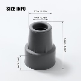 4本足 杖先ゴム 杖 つえ ステッキ 介護 安定 替えゴム 滑り止めゴム (19mm, グレー)