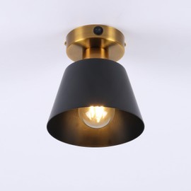 Maichis 12V RV Vintage Ceiling Light (Bulb Included), 12V RV Industrial Farmhouse Ceiling Light with On&Off Switch, 12V Semi-Flush Mount Ceiling Fixture with Metal Shade for Motorhome Camper Trailer