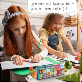 Magicat Cube Eraser & Bending Pencil Set I 12 Erasers and 4 Bending Pencils I Small Gifts Advent Calendar, Santa Claus Gifts Children & Party Bags Children's Birthday Party