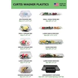 Curtis Wagner Plastics CW-543 Clear Boutonniere Flower Boxes (5-Pack) Size 4.5" x 3.75" x 3" | Plastic Floral Containers for Corsage, Small & Large Flowers | Perfect for Weddings, Proms, Keepsakes