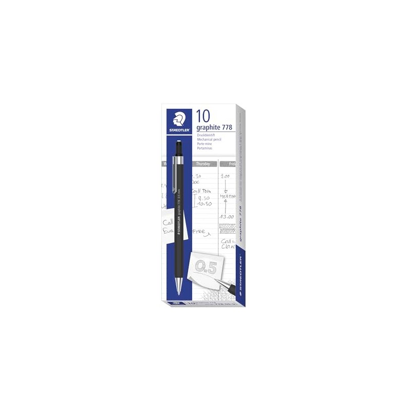 STAEDTLER Graphite 778 Mechanical Pencil, Hexagonal Axle, Cushioning, Rotational Eraser