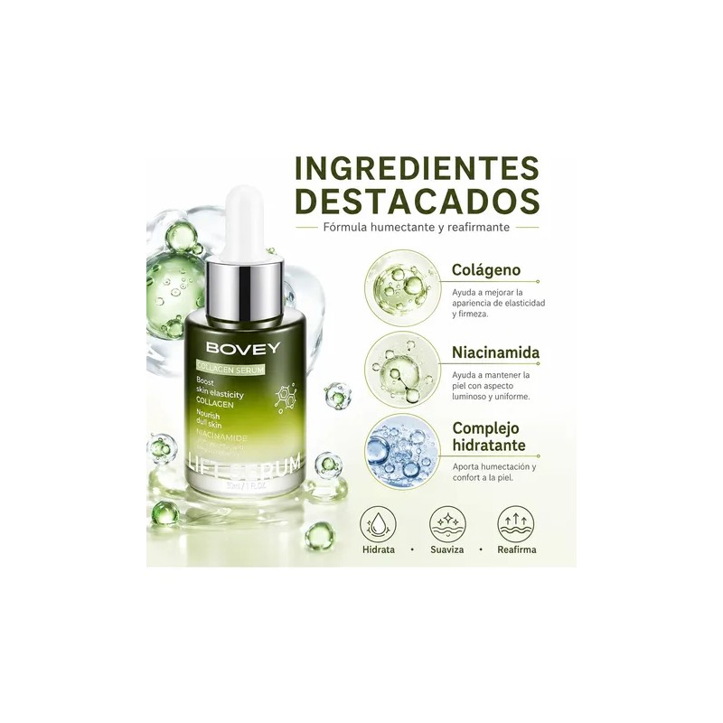 Serum Bovey Colágeno Hidratante Reafirmante Collagen Hydrating Firming Serum, 30ml