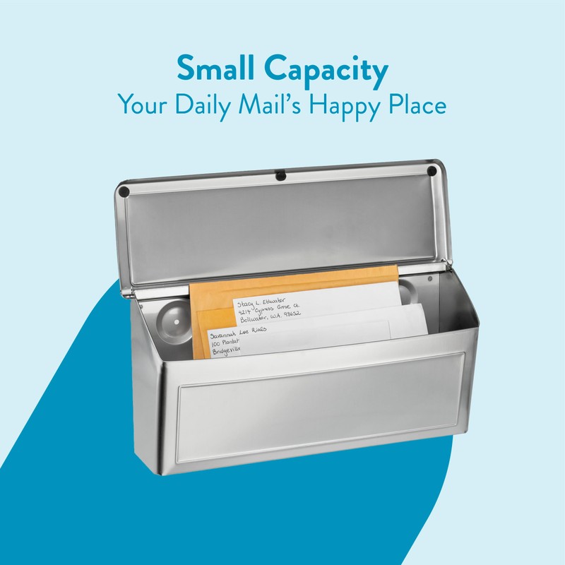 Architectural Mailboxes Venice™, Wall-Mounted Mailbox for Outside, Metal Stainless Steel