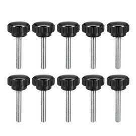 sourcing map M5 x 35mm Metric Male Thread Knurled Clamping Knobs Grip Thumb Screw on Type Hand Clamping Handle Bolt with Plastic Knobs Black 10 Pcs