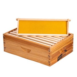 8-Frame Beehive Box Langstroth Medium Super Bee Box for Sale Wax Coated Bee Hives Includes Wooden Frames & Waxed Foundations