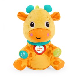 Bright Starts Chat & Cuddle - Peluche musical de jirafa con grabación de voz interactiva y funciones de mímica para bebés y niños pequeños, aprende palabras y frases, baila junto con luces, a partir