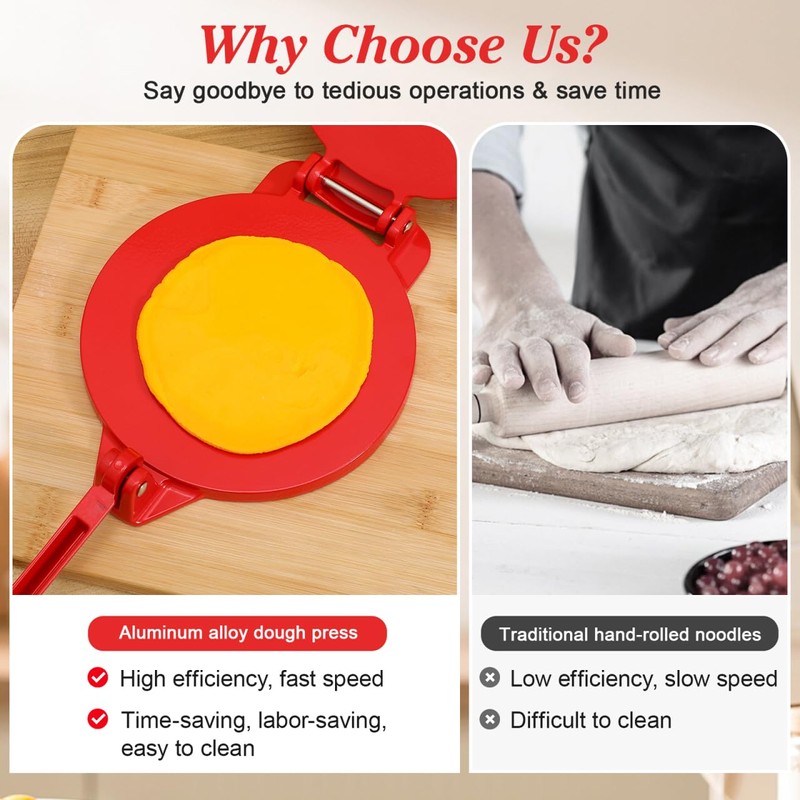 IMIKEYA 6 Inch Tortilla Press & Pizza Dough Maker -