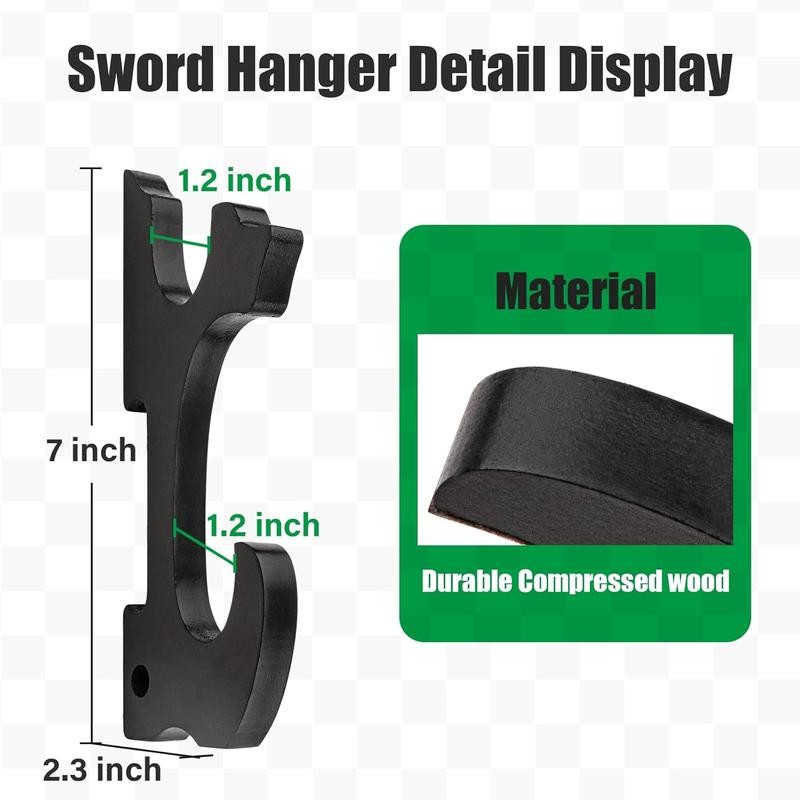Sword Holder Wall Mount 2-Tier Hook Katana Holder Adjustable Display