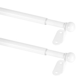 KXLIFE KXLife 2 Pack Mini Short Curtain Rod 12-18 Inch, 1/2" Diameter, French Door Curtain Rod, Small Adjustable Cafe Curtain Rods for Windows with Brackets (White)