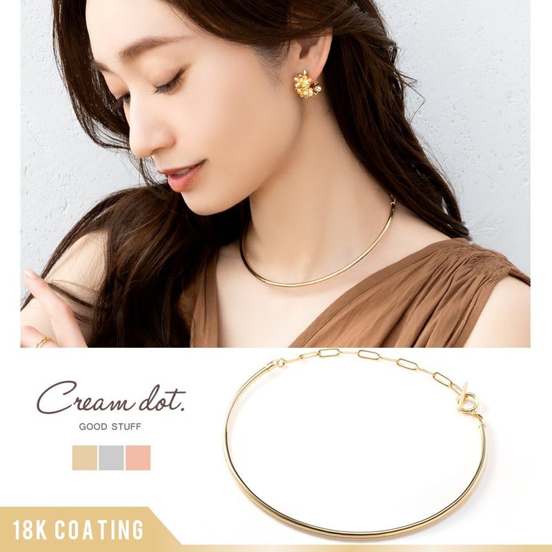 Cream Dot Necklace, Women's, Popular, Choker, Neck Cuff, 2-Way Oval