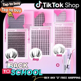 Geeneiya Lashes DIY Lash Extension Kit, 8-18MM Wispy Lash Clusters Kit, Ultra-thin Soft Band Eyelash Extension Kit with Waterproof Lash Bond and Seal, Professional Lash Remover, Tweezers for Girls Gift Makeup Cosmetic (Venus/ Flora/ Manga):_MANGA | SET