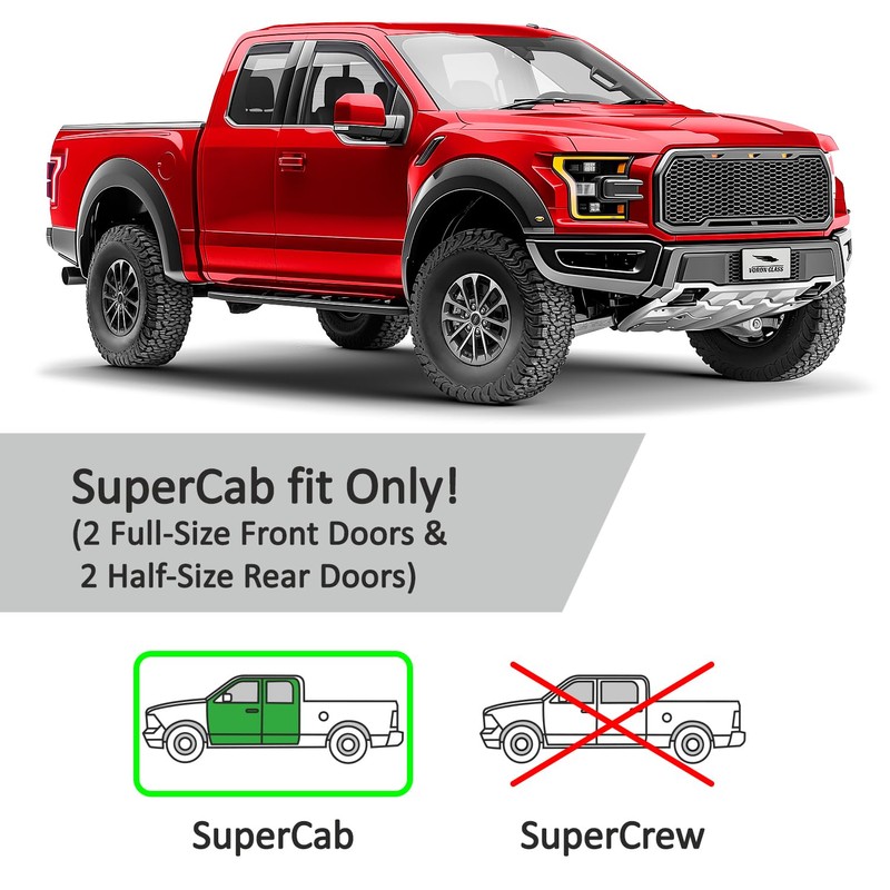 Voron Glass in-Channel Extra Durable Rain Guards for Ford F150