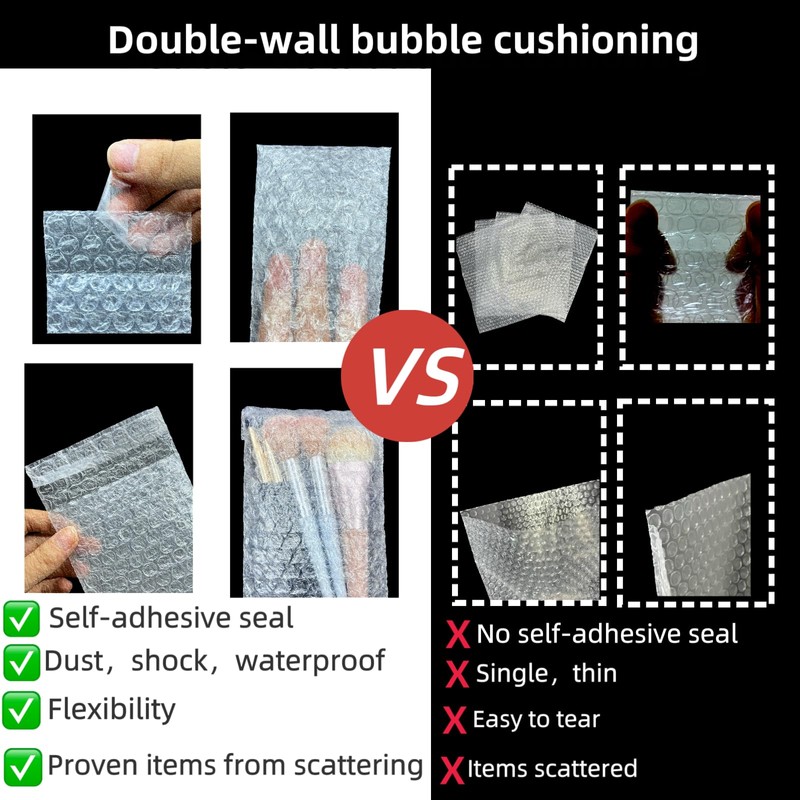 300 Pcs Clear Self Sealing Bubble Small Pouch Bag Cushion