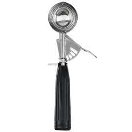 Chef Approved Size #30 Ice Cream Disher | Thumb Press Soft Food Dessert Mash Potato Portioning Scoop with One Piece Handle for Cafeteria | 1 oz Capacity | 1-7/8" Diameter, Stainless Steel, Black