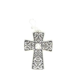 Blazin Roxx Rhinestone Silver Cross Pendant