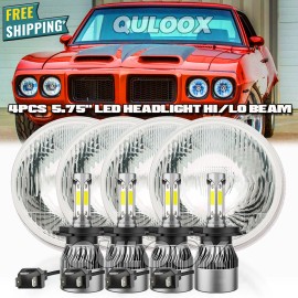 QULOOX 4PCS-5.75" 5-3/4" Round LED Headlights for GMC C15/C1500 1961-1972 Pickup C2500