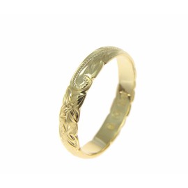 Arthur's Jewelry 925 Sterling silver yellow gold plated 4mm Hawaiian scroll cut out edge ring band size 6.5