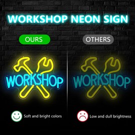 Jeanchrl Workshop Neon Sign Garage LED Light Signs for Wall Decor USB Powered Dads Garage Light Up Sign for Carport Car Neon Wall Sign for Man Cave Repair Shop Man Cave Gift for Father Husband