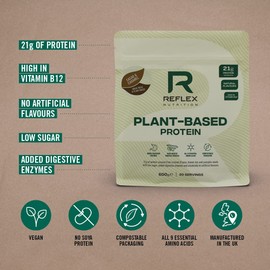 Reflex Nutrition Plant Based Vegan Protein Powder with B12 | Great Taste | (Cacoa & Caramel, 600g)