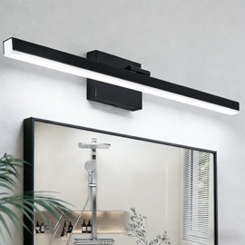 IZORRO Modern Bathroom Vanity Light 32 inch, Rotatable, 24W Dimmable Led Bathroom Light Fixture Over Mirror, Black Vanity Light Bar (Cool White 6000K)