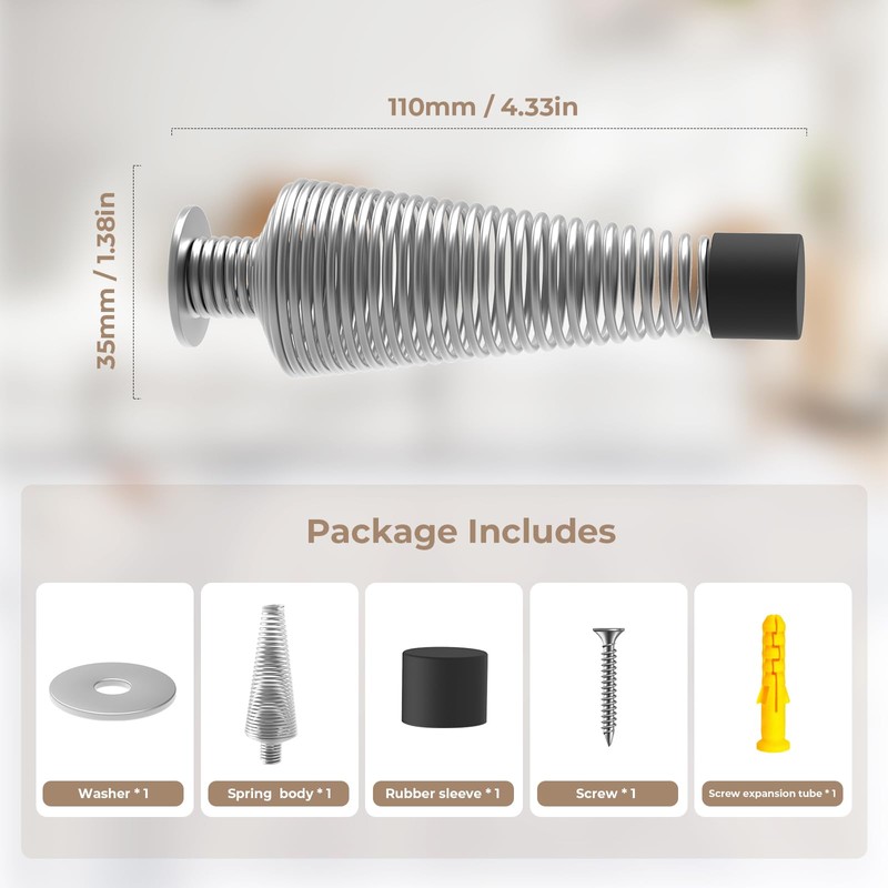 Mousike 4.5" Silver Door Stops for Bottom of Door (4