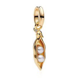 NUNUYAYA Charms 925 Sterling Silver Pea Pod Dangle Pendant with 5A Cubic fit for Charm Bracelet for Woman Mother's Day Christmas Birthday Gift