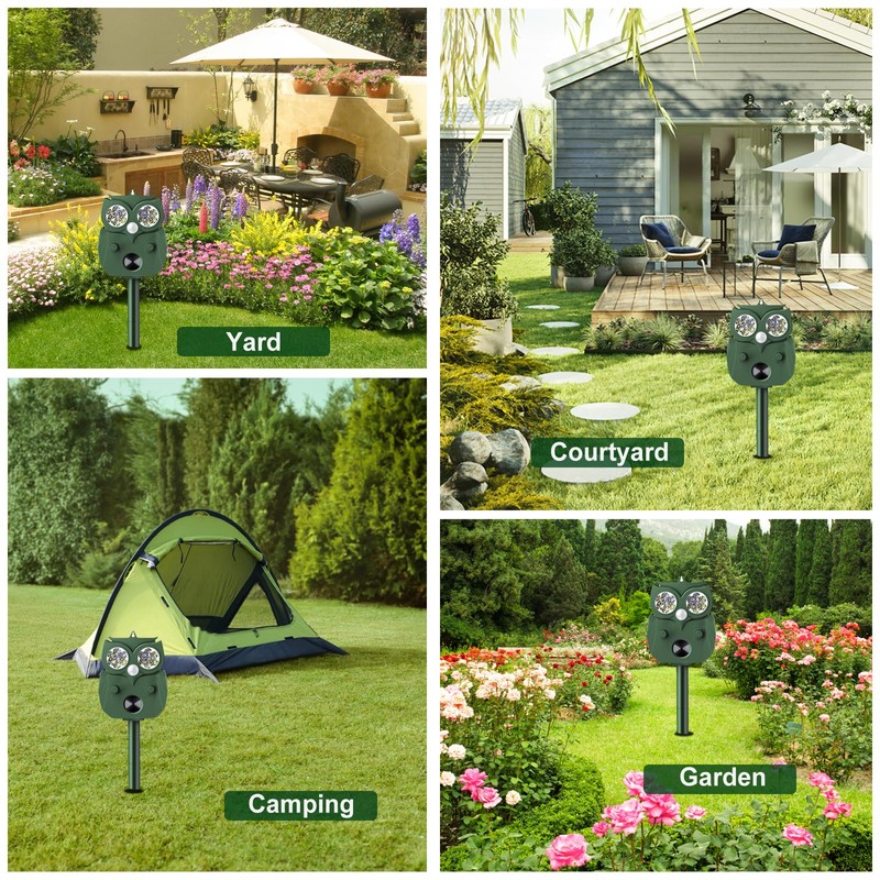 Animal Repellent Outdoor Solar Powered, Ultrasonic Deer Squirrel Skunk Rabbit