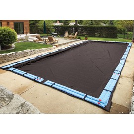 Blue Wave Bronze 20 ft x 40 ft Rectangular Winter In Ground Pool Cover – Blocks Debris & Sunlight with 8-Year Protection for Off-Season - With Solid Polyethylene Shield, 4 ft Overlap, Cable, Winch