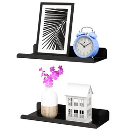 ECBEITF Pack of 2 Floating Shelves Wall Black, 28 cm Wall Shelf Metal with Accessories, Wall Shelves Bathroom, Wall Shelf Kitchens, Decorative Wall Floating Shelves for Living Room, Bathroom, Kitchen