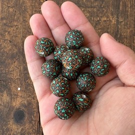 15mm Printed Silicone Beads - 10pc:_Teal Leopard