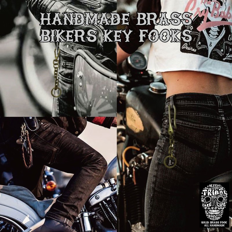 Hook Chain Biker Keychain Keychain Brass Wallet Chain ;AMOKY-001-009, antique,