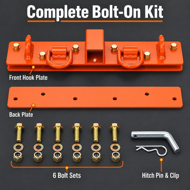 Heavy-Duty Tractor Bucket Hook Plate with 2-Inch Receiver, G70 Grab