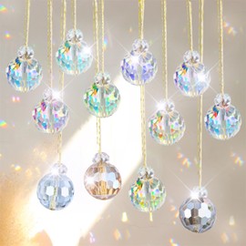 Crystal Sun Catcher, Crystals for Hanging, Rainbow Suncatcher, Hanging Wind Chime Rainbow, for Windows, Home, Garden, Christmas, Day, Party, Wedding, Sun Moon Pendant, Silver