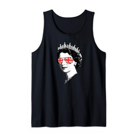 Queen Elizabeth II Sunglasses British Crown Union Jack Meme Tank Top