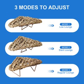 NANEEZOO Bearded Dragon Tank Accessories, Lizard Lounger for Rest, Reptile Hammock Bed with Natural Grass Fibers, Leopard Gecko Lounger Climbing Accessories for Habitats