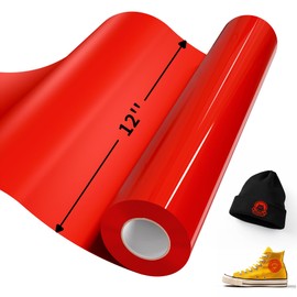 IROHTV Red Iron on Christmas Vinyl, 12" x 8ft HTV Heat Transfer Vinyl for All Cutter Machine, Vinyl Heat Transfer for Shirts, HTV Vinyl Roll for Heat Press Design