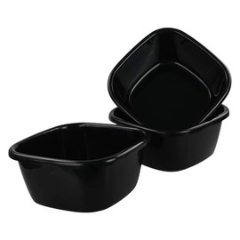Dehouse 16 Quart Wash Basin, 3-Pack Black Plastic Dish Pan