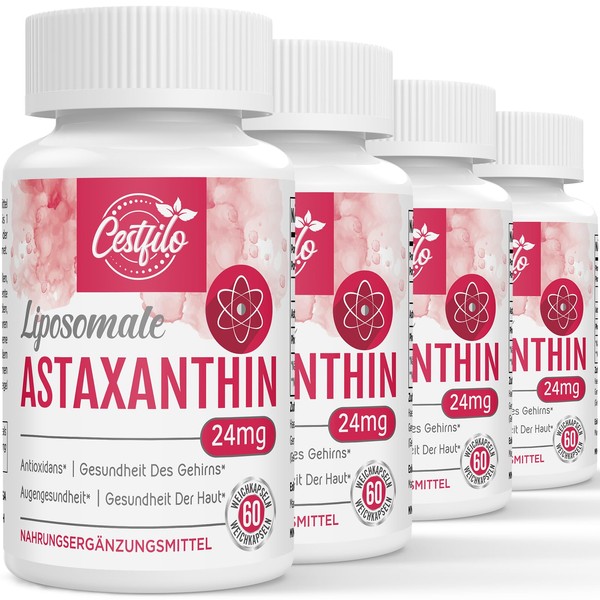 Cestfilo Liposomal Astaxanthin Supplement 24 mg, Maximum Absorption, Natural Antioxidant, Gluten Free, GMO Free (240 Pieces (Pack of 4)