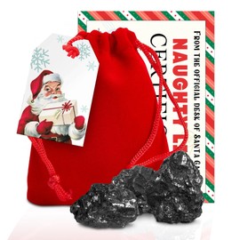 Stocking Stuffers Premium Lump of Coal Bag for Naughty List & Funny, White Elephant, Novelty Gag Gift, Prank for Husband, Kids, & Adults. Includes Fun Santa's Certificate, Made in USA